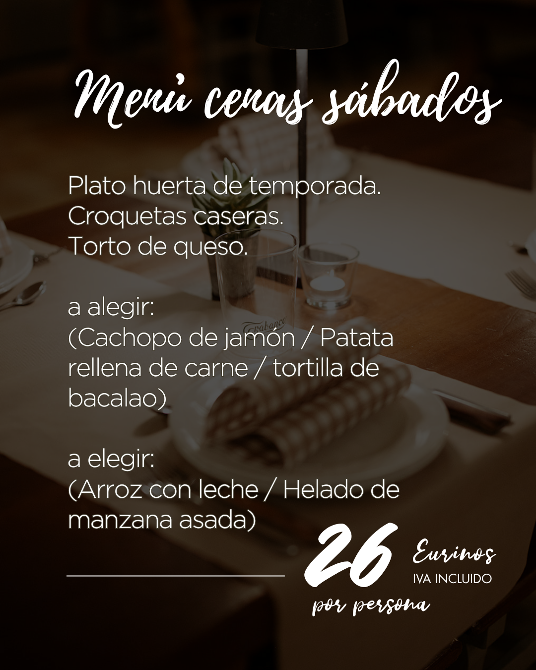 menu cenas sabados